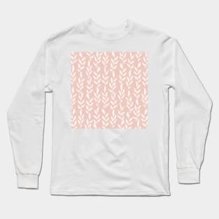 Blush Pink Minimal Plants Pattern Long Sleeve T-Shirt